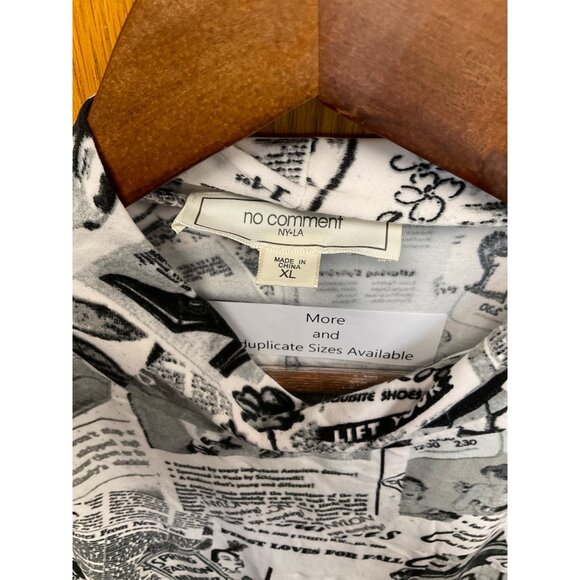 No Comment NY.LA XL Womens Long Sleeve Newspaper Print Cropped Turtleneck Top - Picture 3 of 6